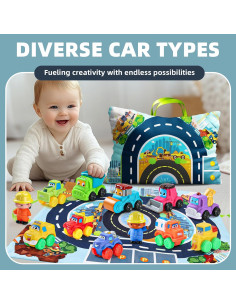 ALASOU Juguetes de Coche de Goma Suave 12 Piezas para Niños 2