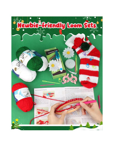 Kit de telar de calcetines Aeelike navideño para principiantes