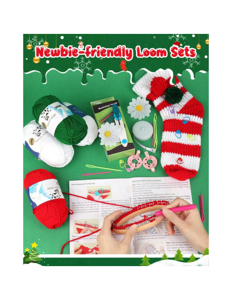Kit de telar de calcetines Aeelike navideño para principiantes