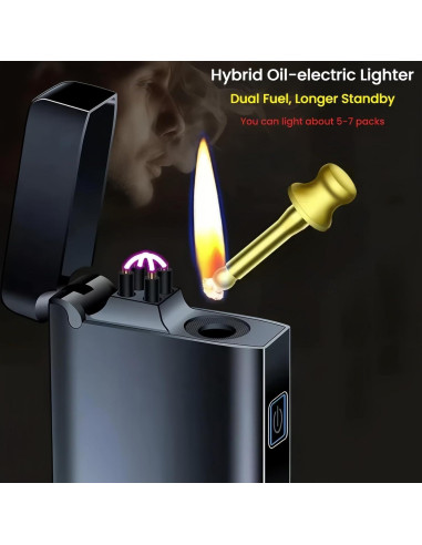 Encendedor Eléctrico Recargable NINSI Doble Arco y Cerillo 2 en 1