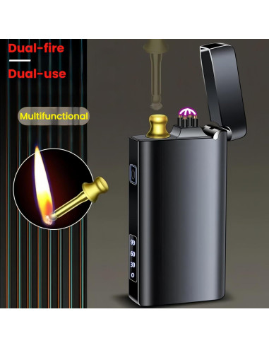 Encendedor Eléctrico Recargable NINSI Doble Arco y Cerillo 2 en 1
