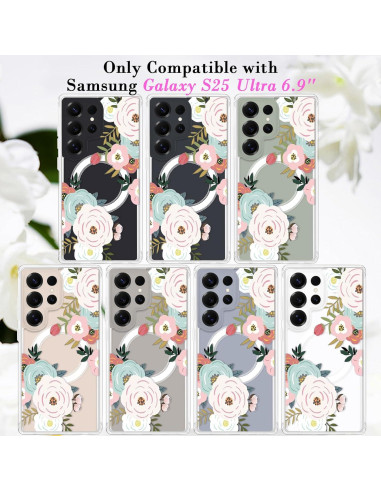 Funda Floral Transparente Tcaraersing para Samsung Galaxy S25 Ultra