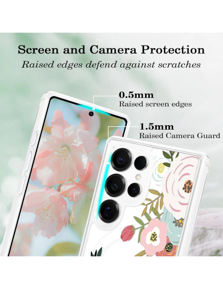 Funda Floral Transparente Tcaraersing para Samsung Galaxy S25 Ultra Funda Floral Transparente Tcaraersing para Samsung Galaxy S25 Ultra