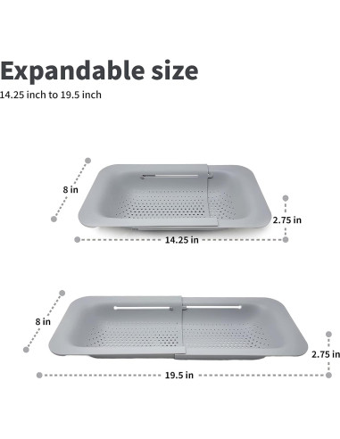 Colador Expandible Makerstep Gris 49.5x20.3 cm - Cocina
