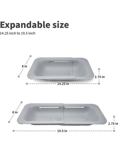 Colador Expandible Makerstep Gris 49.5x20.3 cm - Cocina Colador Expandible Makerstep Gris 49.5x20.3 cm - Cocina