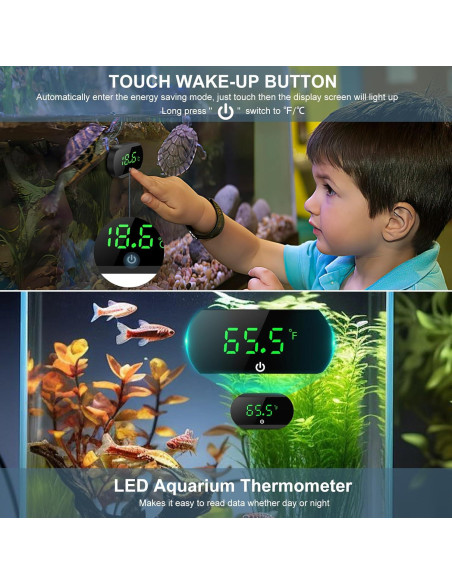Termómetro Digital para Acuarios Ankilo, Pantalla Táctil, Precisión +/-1 C