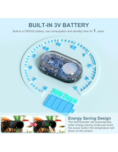 Termómetro Digital para Acuarios Ankilo, Pantalla Táctil, Precisión +/-1 C
