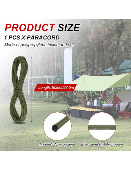 Cuerda Utilitaria Trenzada MECCANIXITY 6mm x 27.5m Verde Militar Cuerda Utilitaria Trenzada MECCANIXITY 6mm x 27.5m Verde Militar