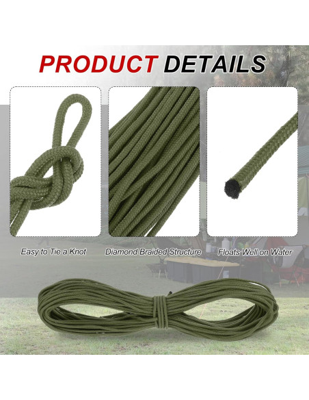 Cuerda Utilitaria Trenzada MECCANIXITY 6mm x 27.5m Verde Militar Cuerda Utilitaria Trenzada MECCANIXITY 6mm x 27.5m Verde Militar