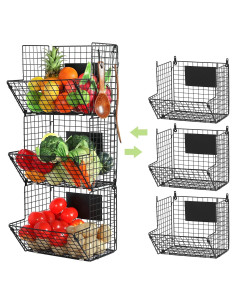 Cesta de Alambre Montada en Pared X-cosrack 3 Niveles Negra