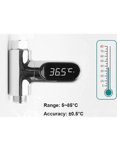 Termómetro de Ducha Digital LED SAILINGFLO Plata 5-85C