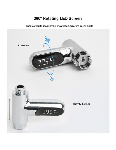 Termómetro de Ducha Digital LED SAILINGFLO Plata 5-85C
