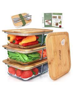 Contenedores de Vidrio EcoPreps 2 Compartimentos 1040ml - Juego de 3