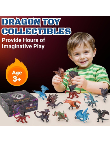 Set de 12 Figuras de Dragón Pintadas a Mano - Liberty Imports