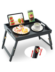 Mesa de desayuno ajustable Mayyol de bambú negra 42x32.5cm