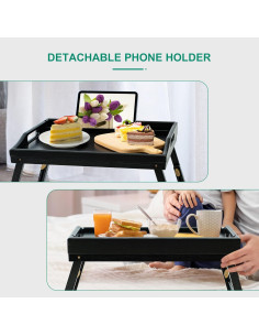 Mesa de desayuno ajustable Mayyol de bambú negra 42x32.5cm 2