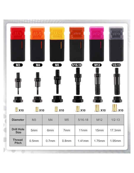 Herramienta de Tuerca de Remache Amjoy 16" con 10 Tuercas