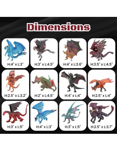 Set de 12 Figuras de Dragón Pintadas a Mano - Liberty Imports