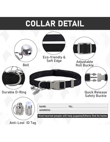 Conjunto Arnés, Collar y Correa para Perros GAMUDA Negro XS