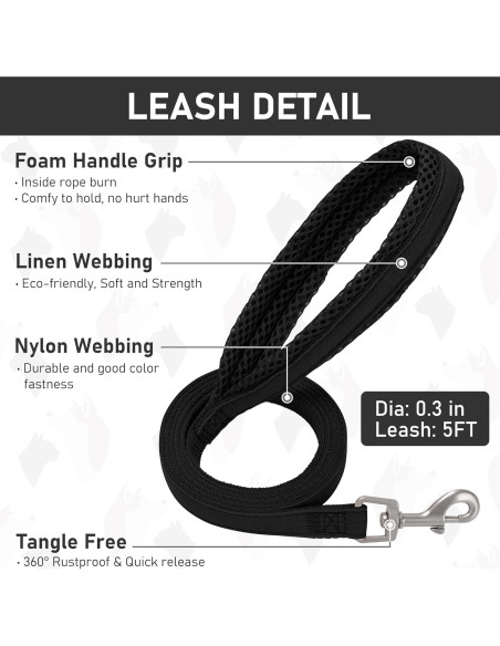 Conjunto Arnés, Collar y Correa para Perros GAMUDA Negro XS