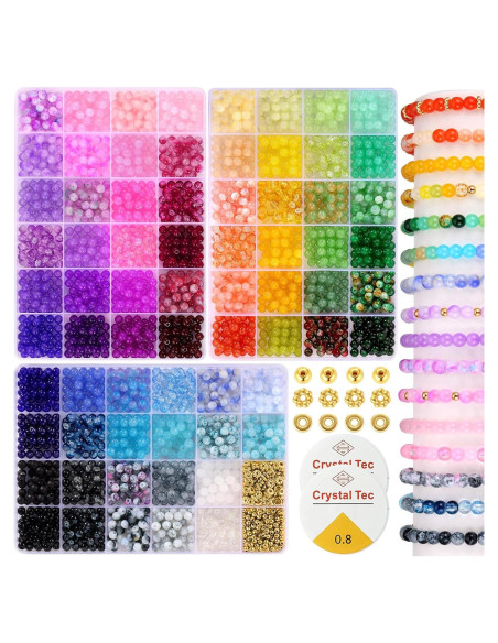 Perlas de vidrio Funtopia 6mm 2700 piezas 70 colores para manualidades Perlas de vidrio Funtopia 6mm 2700 piezas 70 colores para manualidades