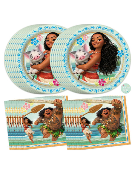 Decoraciones de Cumpleaños Moana | Vajilla para 16 Invitados