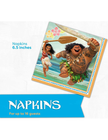 Decoraciones de Cumpleaños Moana | Vajilla para 16 Invitados