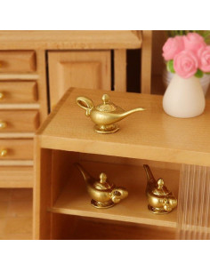 Lámpara de Genio Aladino Miniatura 1/12 Dorada Decorativa 2