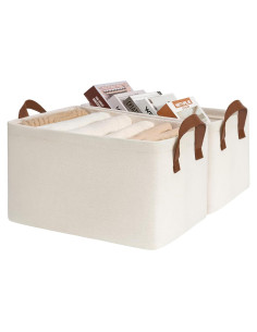 Cestas de Almacenamiento CHICVITA Plegables Beige 37.5x26x21cm - Paquete de 2
