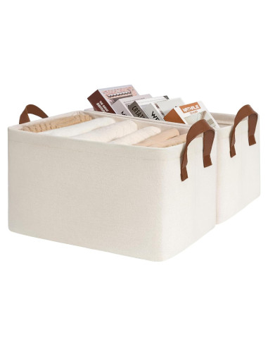 Cestas de Almacenamiento CHICVITA Plegables Beige 37.5x26x21cm - Paquete de 2
