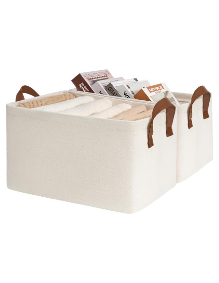 Cestas de Almacenamiento CHICVITA Plegables Beige 37.5x26x21cm - Paquete de 2