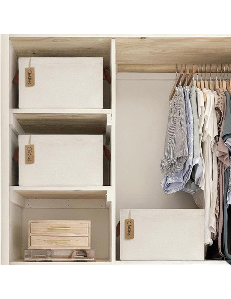 Cestas de Almacenamiento CHICVITA Plegables Beige 37.5x26x21cm - Paquete de 2