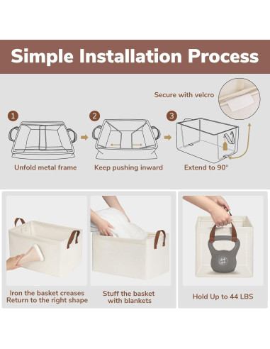 Cestas de Almacenamiento CHICVITA Plegables Beige 37.5x26x21cm - Paquete de 2