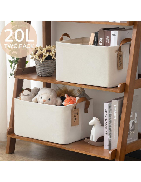 Cestas de Almacenamiento CHICVITA Plegables Beige 37.5x26x21cm - Paquete de 2