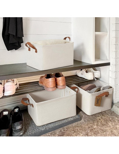 Cestas de Almacenamiento CHICVITA Plegables Beige 37.5x26x21cm - Paquete de 2