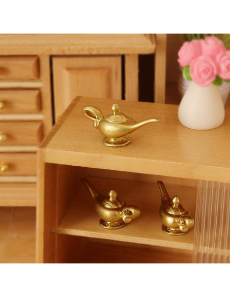 Lámpara de Genio Aladino Miniatura 1/12 Dorada Decorativa