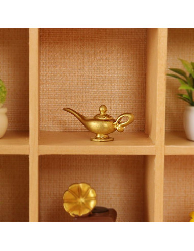 Lámpara de Genio Aladino Miniatura 1/12 Dorada Decorativa