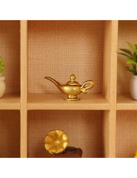 Lámpara de Genio Aladino Miniatura 1/12 Dorada Decorativa