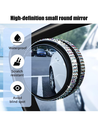 Espejos de Punto Ciego Zpana 5.7 cm con Rhinestones - 2 Piezas