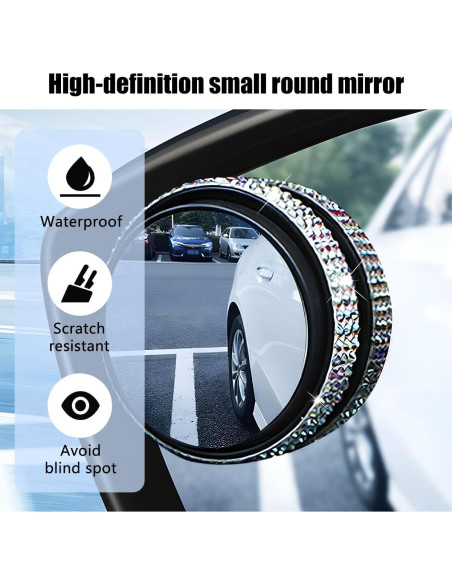 Espejos de Punto Ciego Zpana 5.7 cm con Rhinestones - 2 Piezas