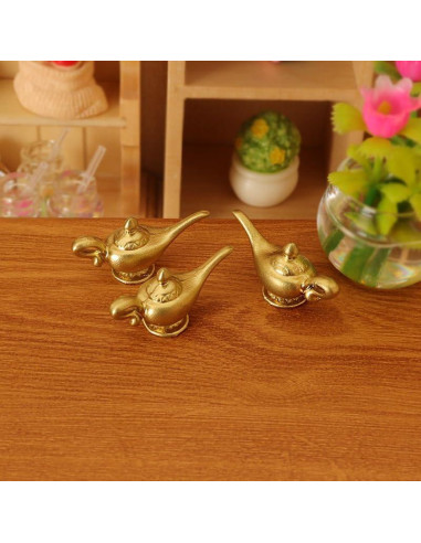 Lámpara de Genio Aladino Miniatura 1/12 Dorada Decorativa
