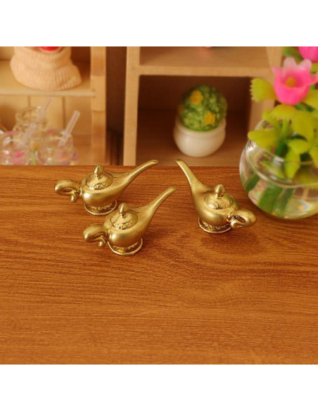 Lámpara de Genio Aladino Miniatura 1/12 Dorada Decorativa