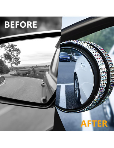 Espejos de Punto Ciego Zpana 5.7 cm con Rhinestones - 2 Piezas