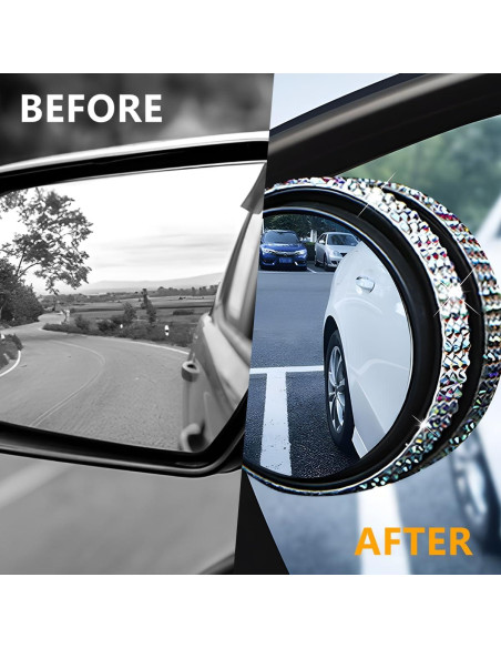 Espejos de Punto Ciego Zpana 5.7 cm con Rhinestones - 2 Piezas