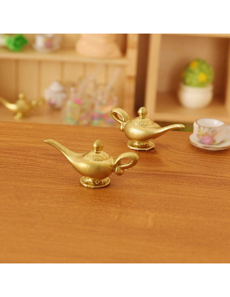 Lámpara de Genio Aladino Miniatura 1/12 Dorada Decorativa