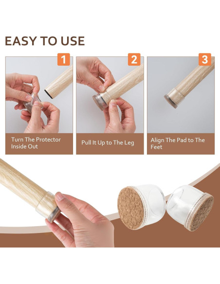 16 Protectores de Suelo TPE Transparentes para Patas de Silla