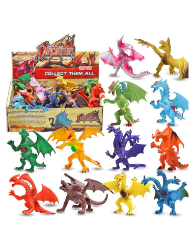 Juego de 12 Figuras de Dragón Mini 10.16 cm ValeforToy
