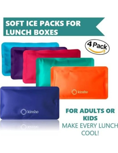 Paquete de Hielo Suave Reutilizable kinsho - 4 Piezas 10.9x19 cm