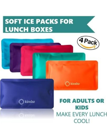 Paquete de Hielo Suave Reutilizable kinsho - 4 Piezas 10.9x19 cm