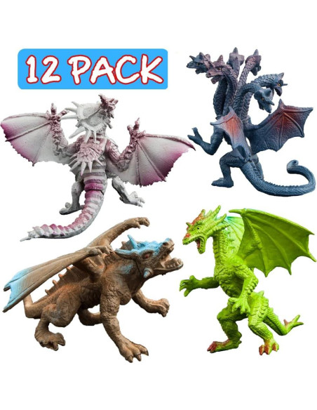 Juego de 12 Figuras de Dragón Mini 10.16 cm ValeforToy